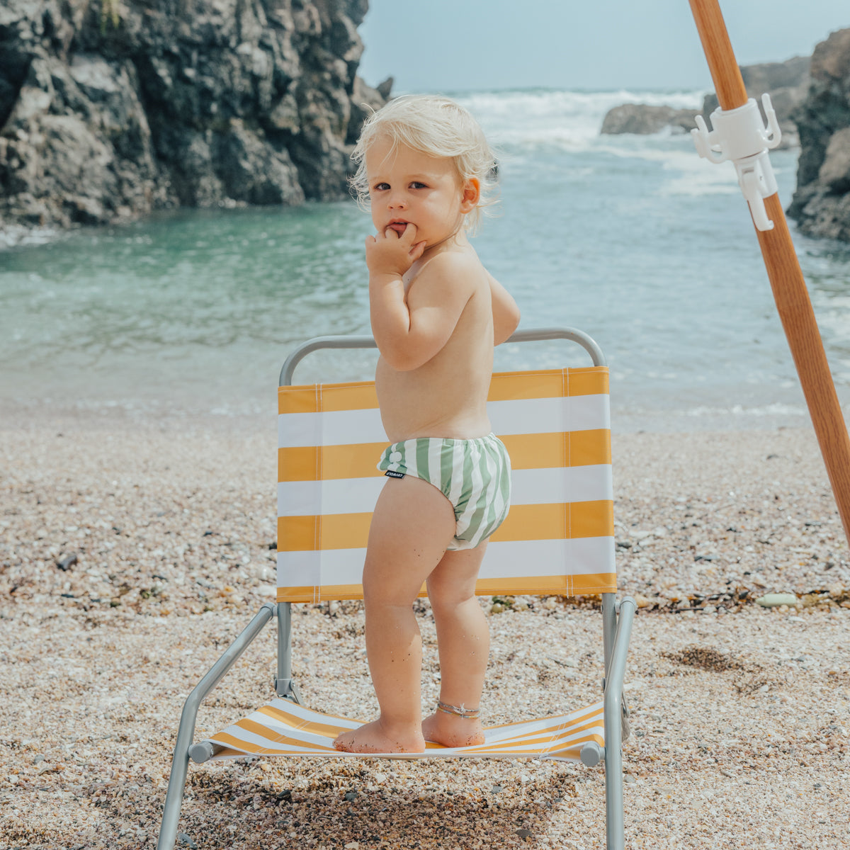 Crywolf - Reusable Swim Nappy - Coastal Green Stripe