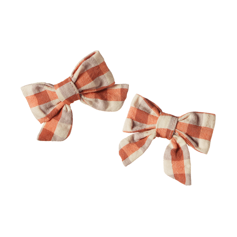 Nature Baby - Bow Hair Clips 2pk - Dandelion Gingham