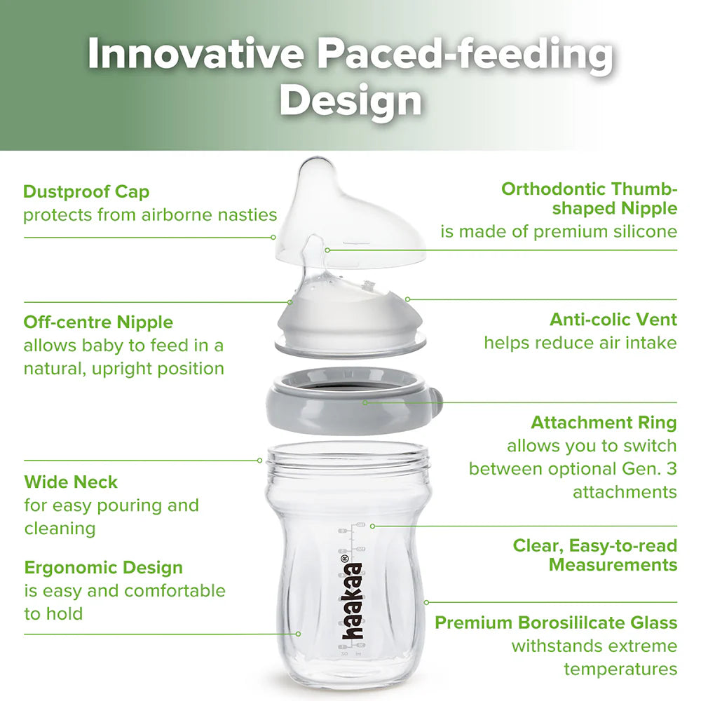 Haakaa - Gen 3 Glass Bottle - 180ml (Large Flow)