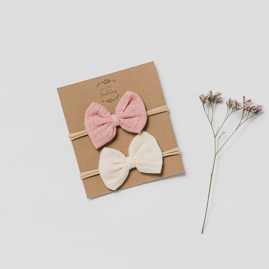 Muslin Bow Headbands 2pk