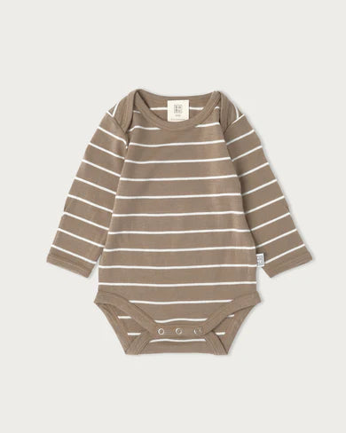 Babu Merino - L/S Bodysuit - Walnut Stripe