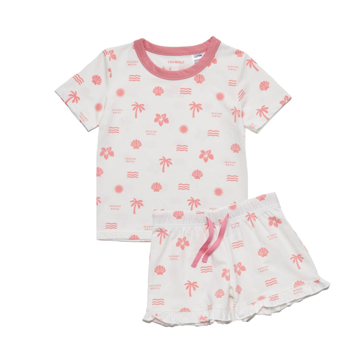Crywolf - Short Sleeve Sleep Set - Pink Holiday