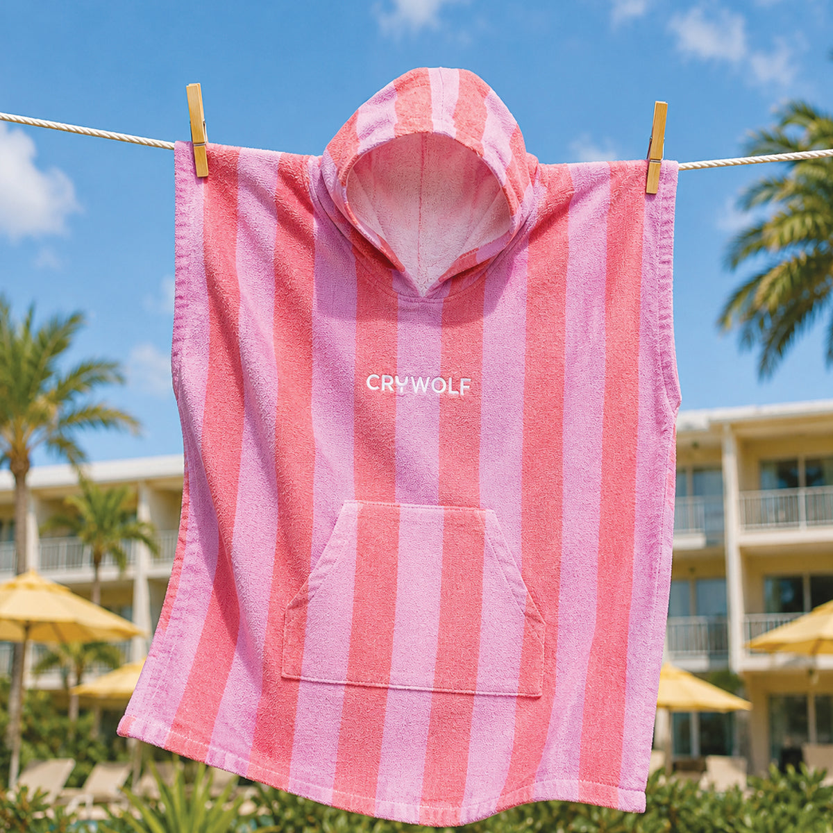 Crywolf - Hooded Towel - Flamingo Stripe