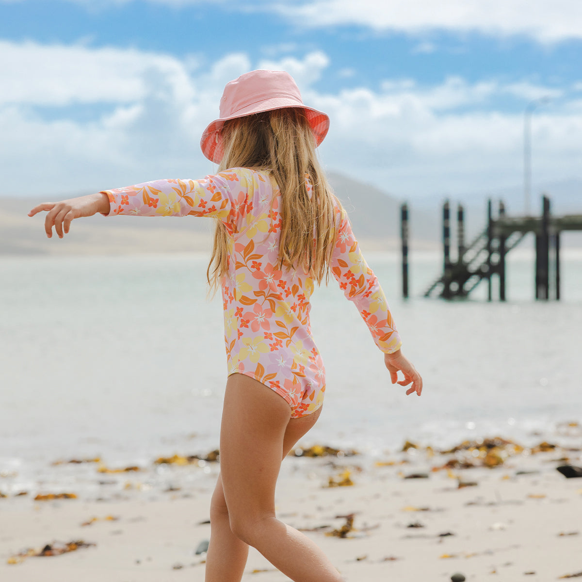 Crywolf - Long Sleeve Swimsuit - Hibiscus Daze