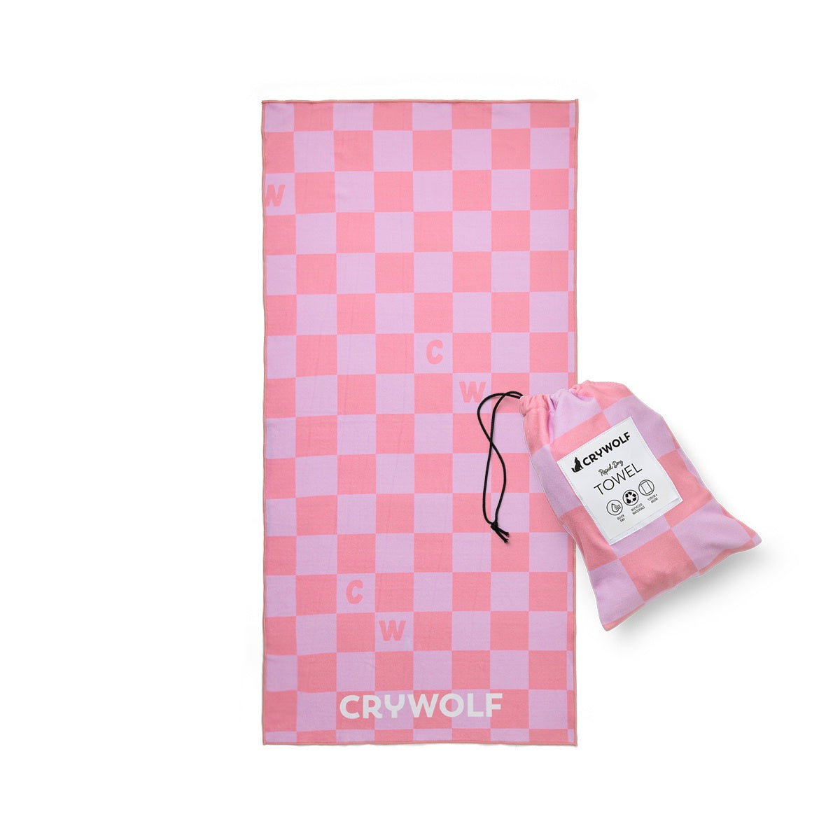 Crywolf - Rapid Dry Towel - Flamingo Check