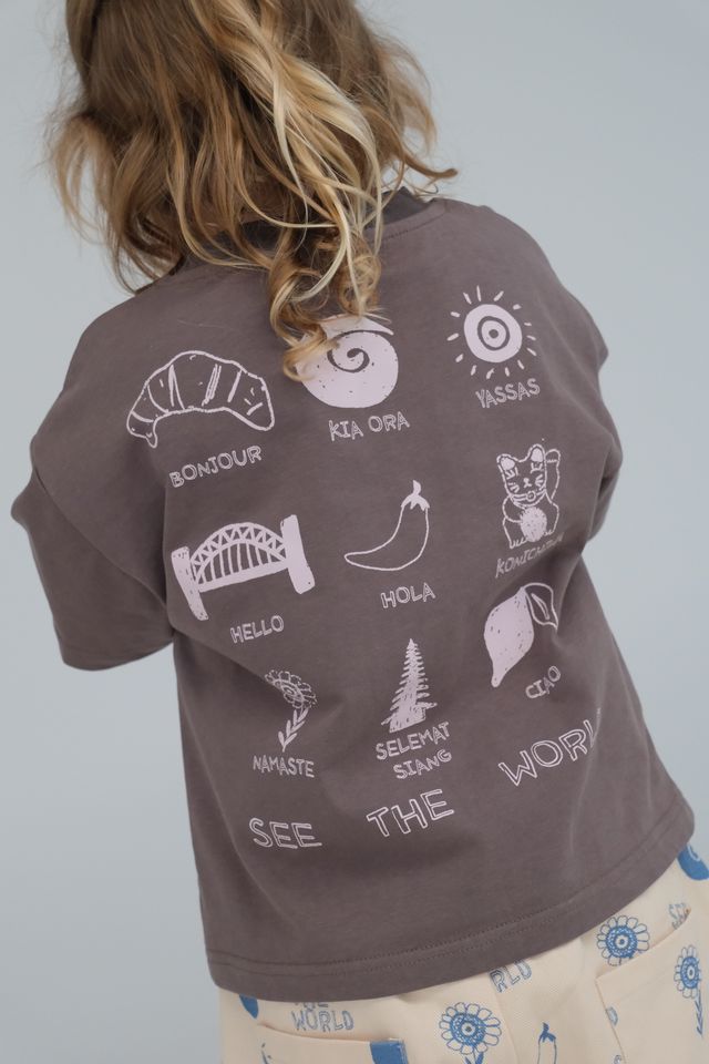 Slowly Label - See The World Tee - Charcoal