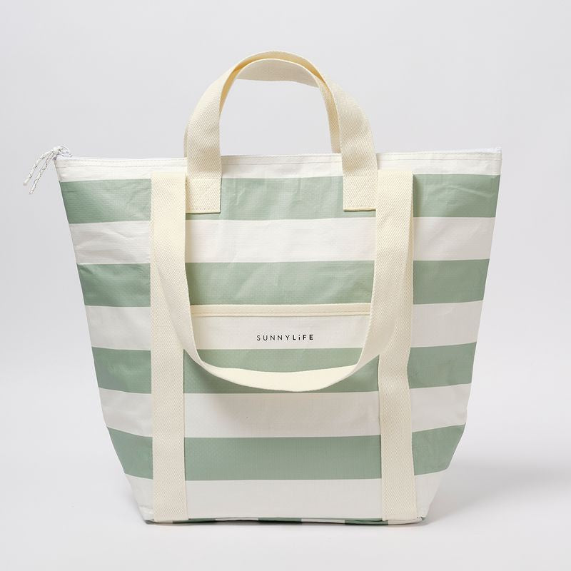 Sunnylife - Light Cooler Tote La Palma - Sage Stripe