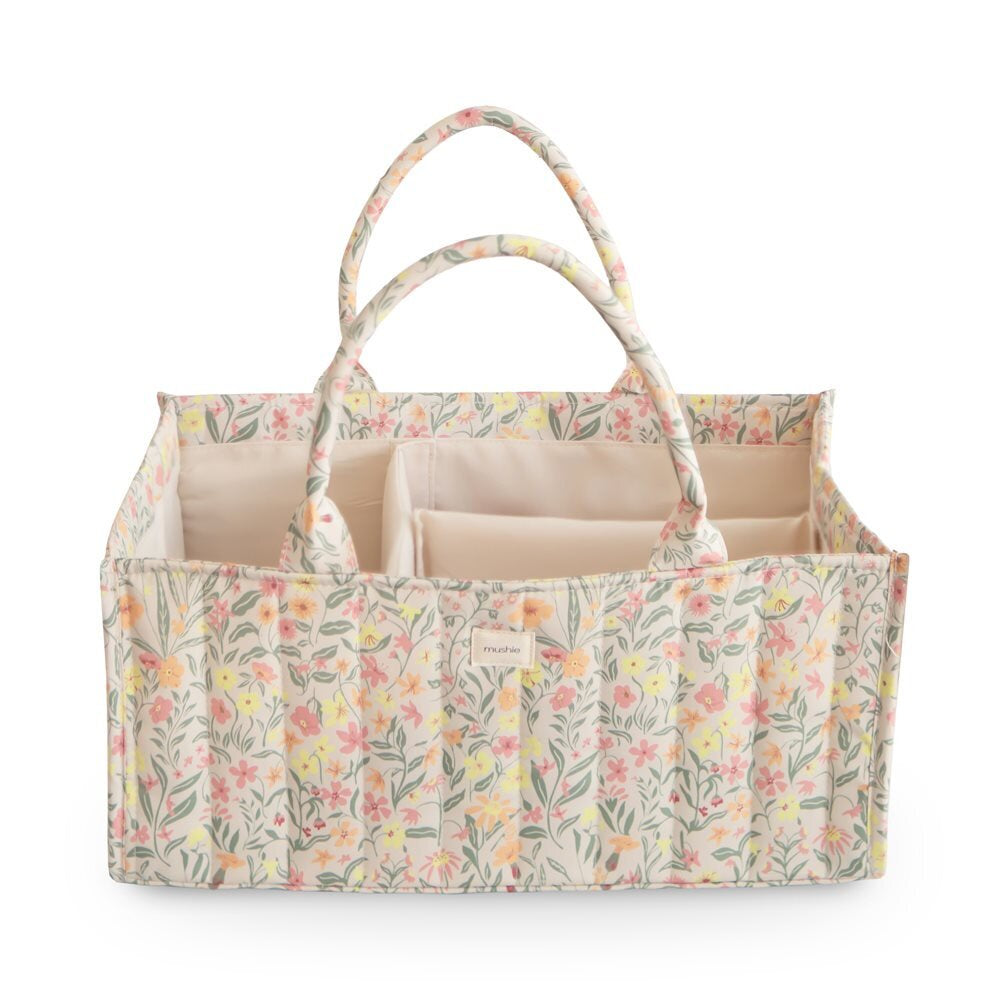 Mushie - Diaper Caddy - Pastel Blooms
