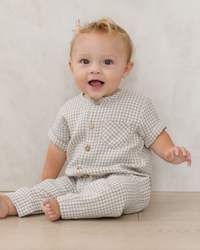 Quincy Mae - Charlie Jumpsuit - Sage Gingham