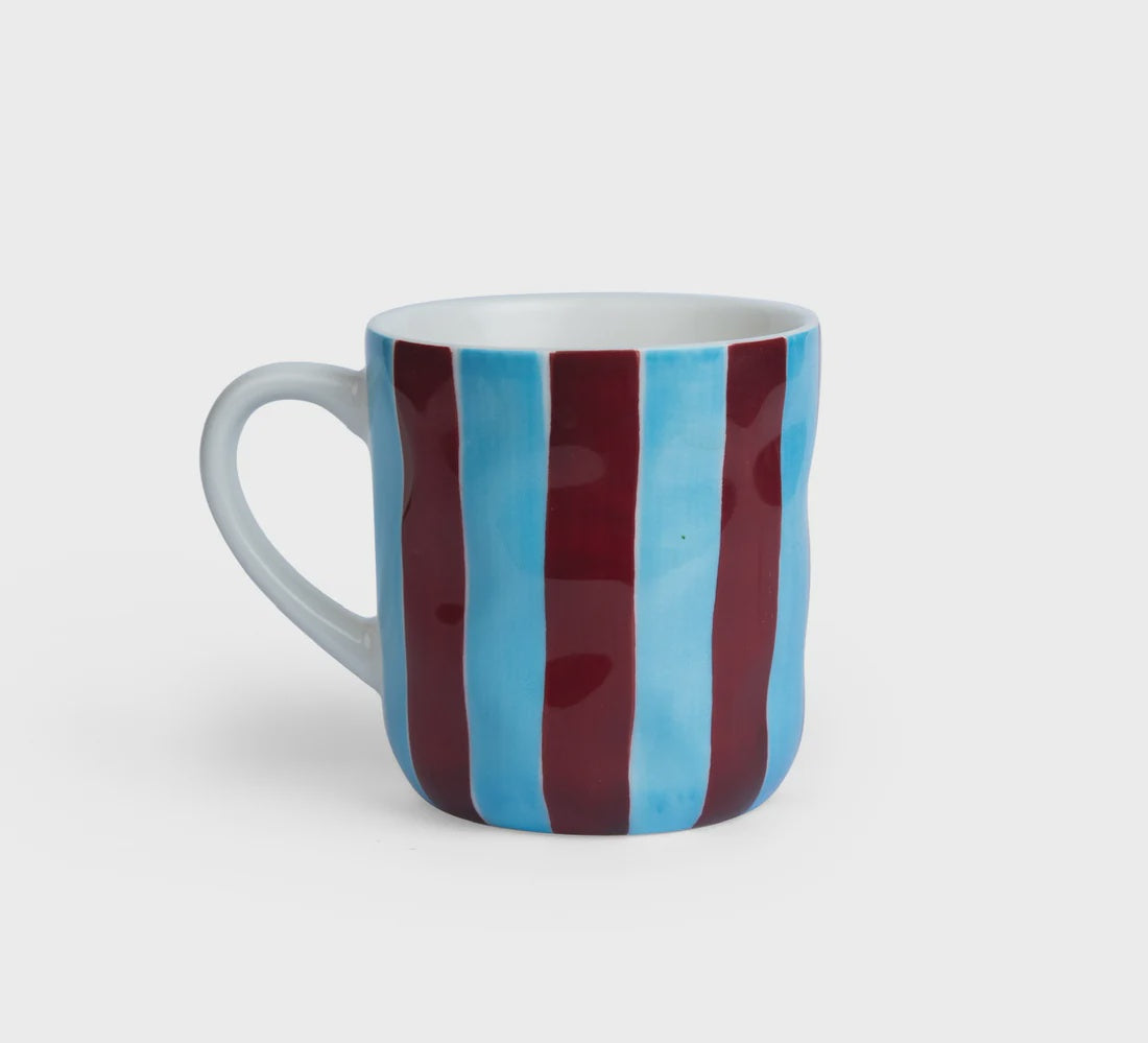 Mug - Cornflower Blue + Burgundy Stripe