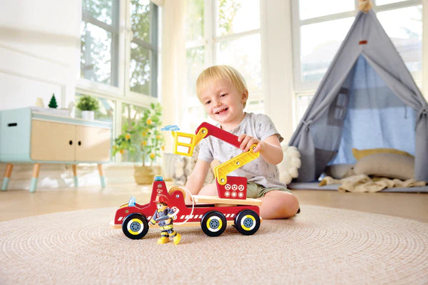 Hape - Siren + Lights Toy Fire Truck
