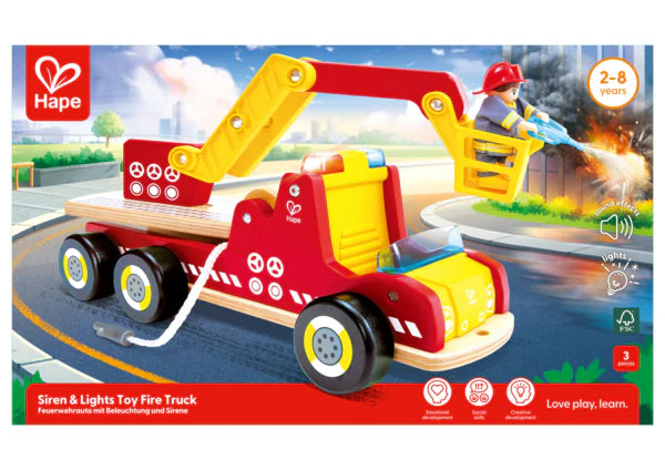 Hape - Siren + Lights Toy Fire Truck