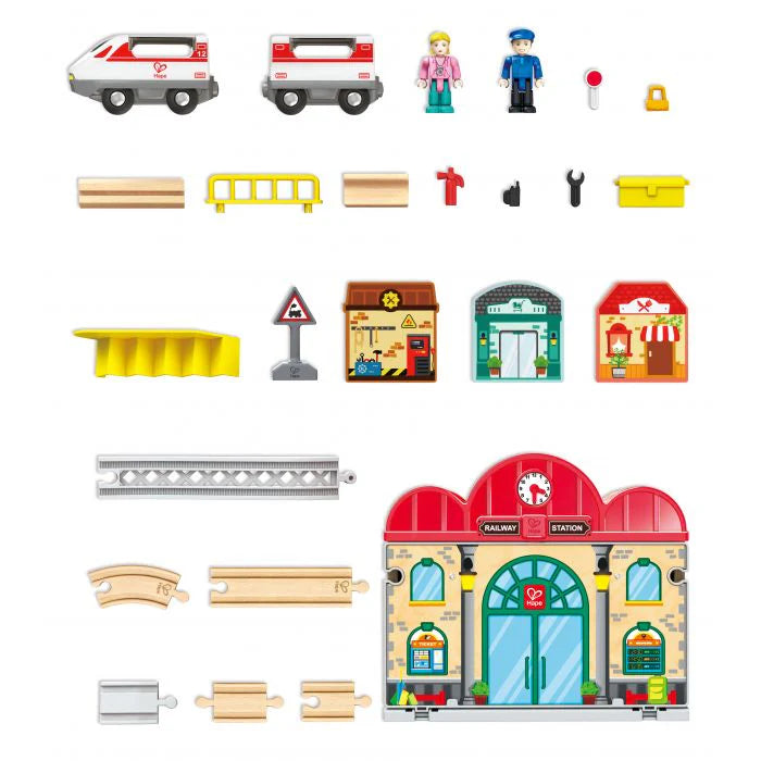 Hape - Portable Train Station Set