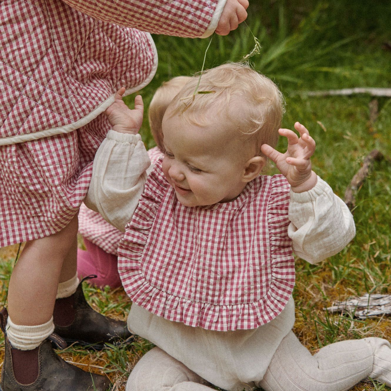 Nature Baby - Hetty Ruffle Bib - Jam Check