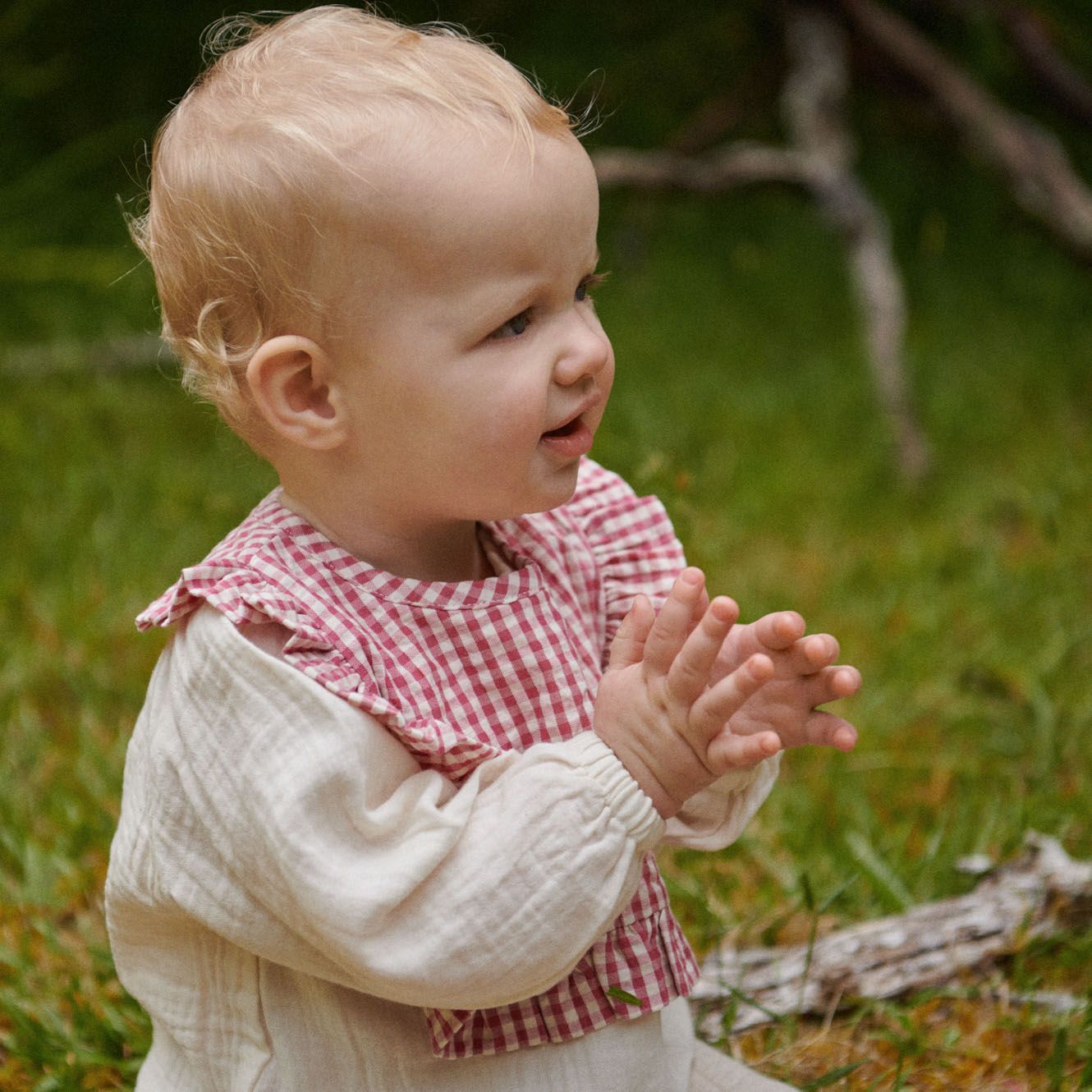 Nature Baby - Hetty Ruffle Bib - Jam Check