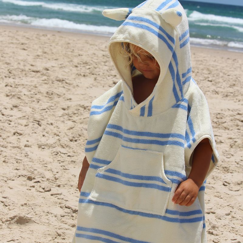 Sunnylife - Hooded Towel - Sammy the Seagull Blue Stripe