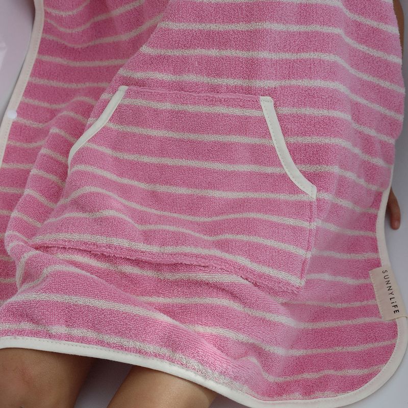 Sunnylife - Hooded Towel - Cotton Candy Pink Stripe
