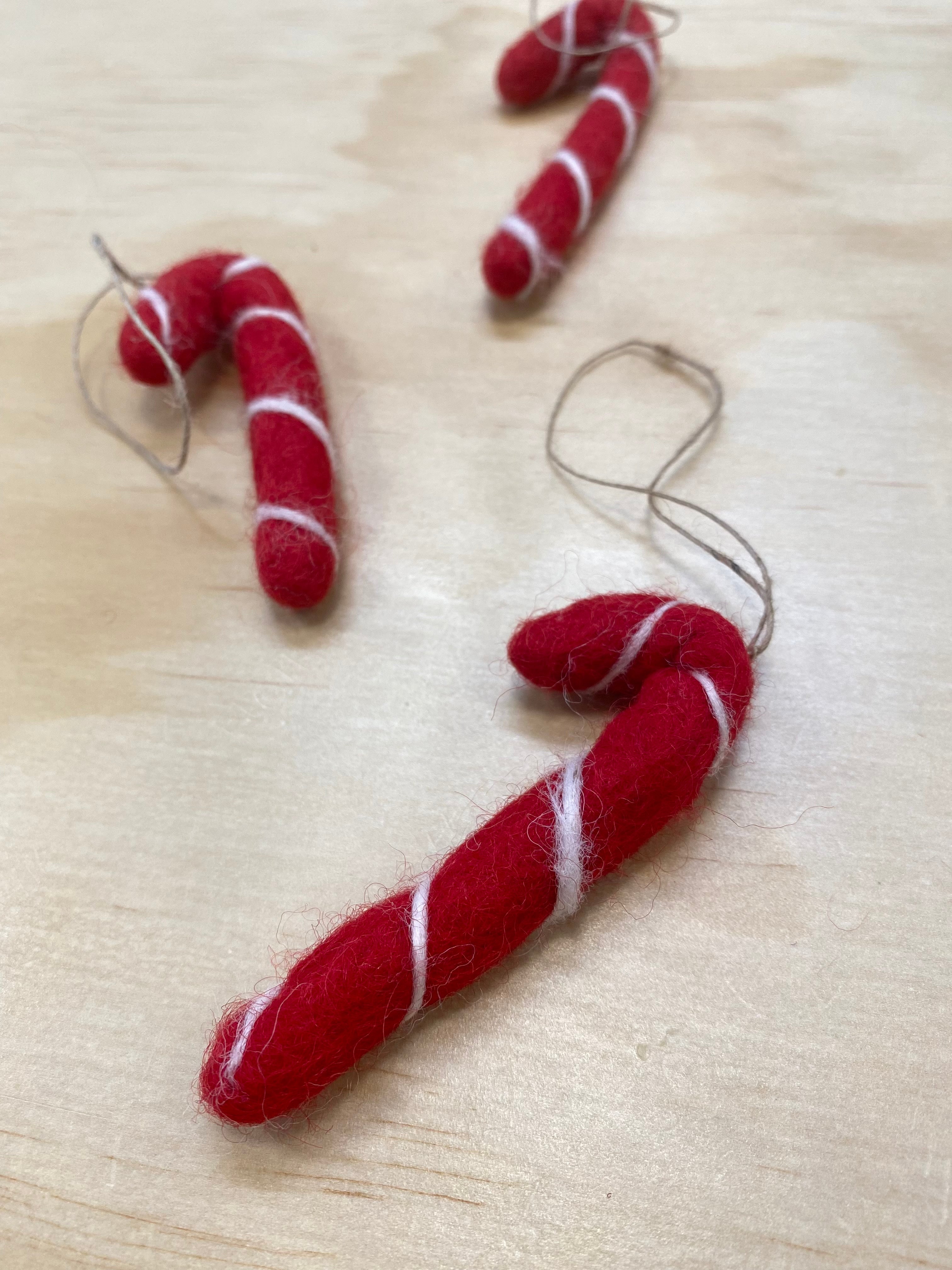 Felt Christmas Decorations - Hanging Candy Cane