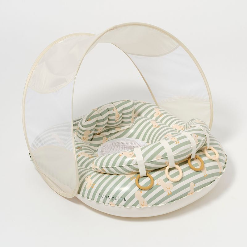 Sunnylife - Interactive Baby Float - Duck Sage Stripe