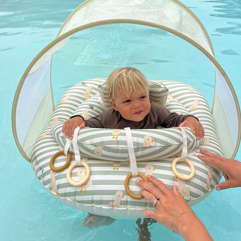 Sunnylife - Interactive Baby Float - Duck Sage Stripe