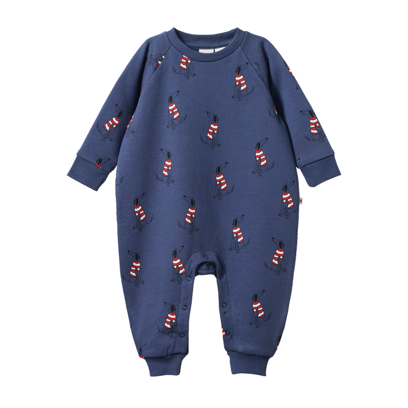 Nature Baby - Long Sleeve Juno Romper - Best Friend Indigo