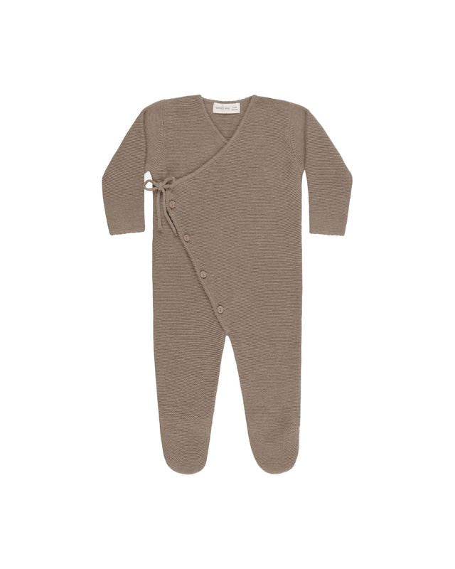 Quincy Mae - Wrap Knit Footie Romper - Heathered Mocha