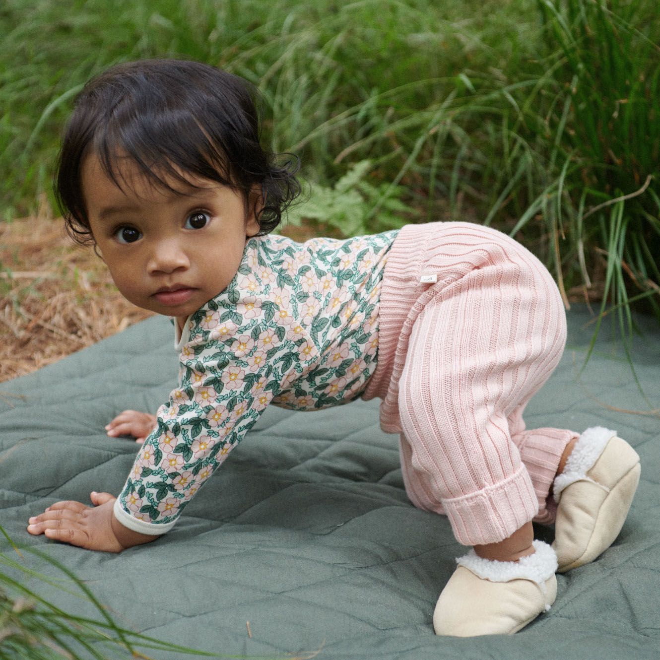 Nature Baby - Lou Pants Cotton Knit - Rose Bud