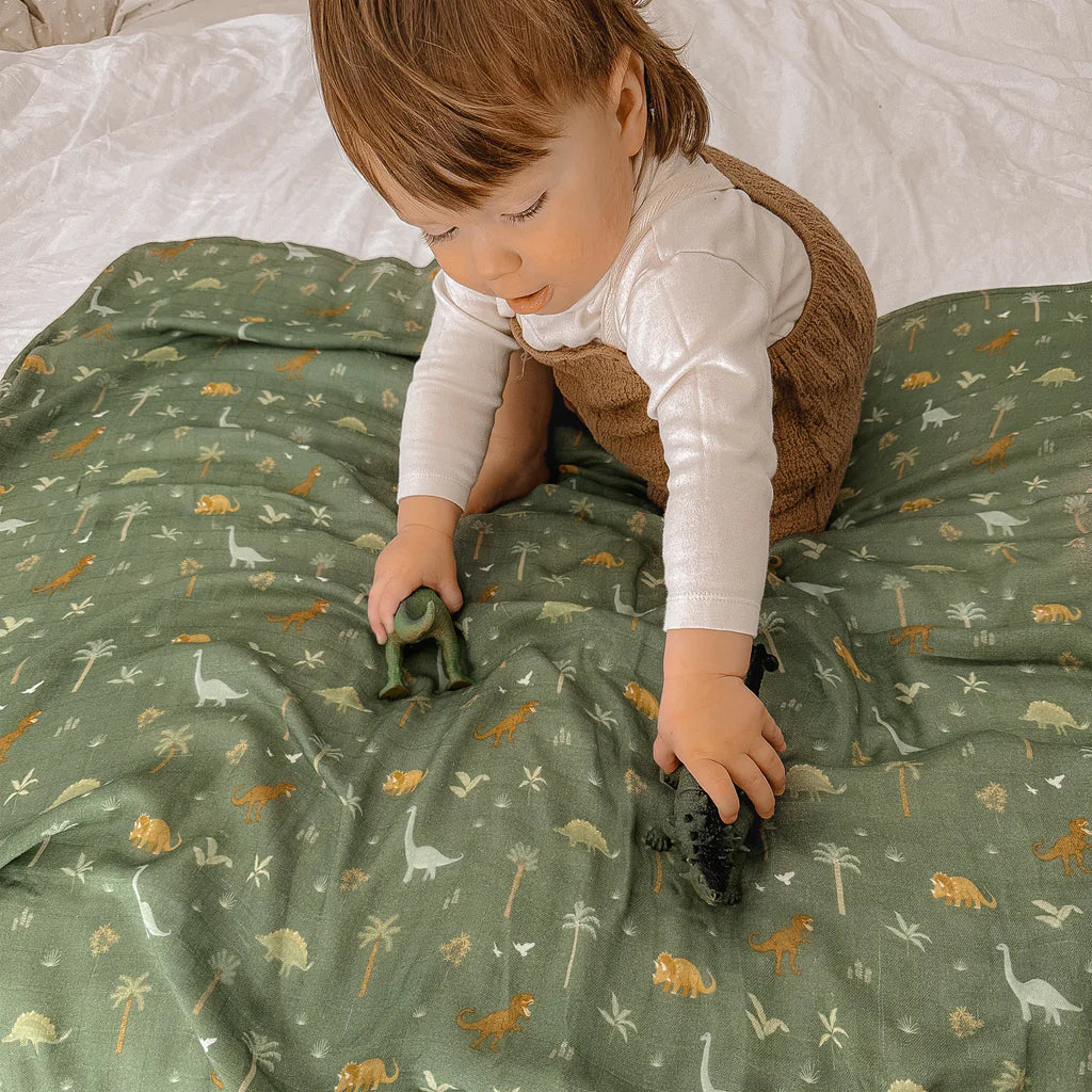 Fox & Fallow - Organic Muslin Swaddle - Dino