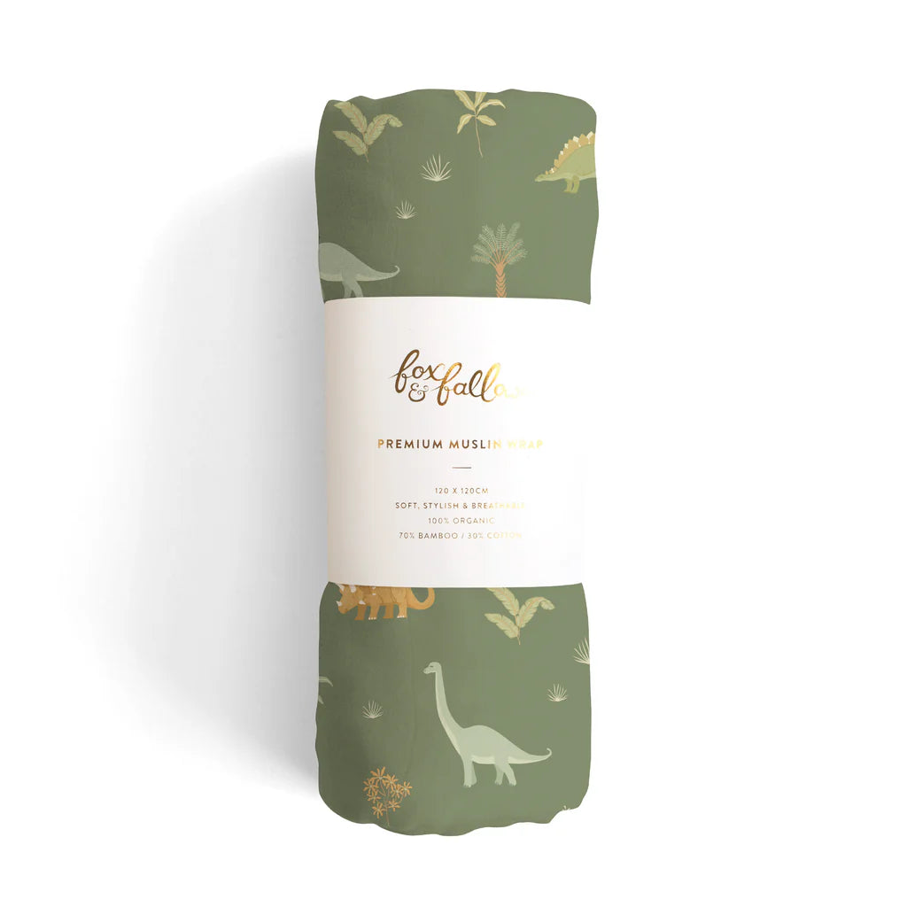 Fox & Fallow - Organic Muslin Swaddle - Dino