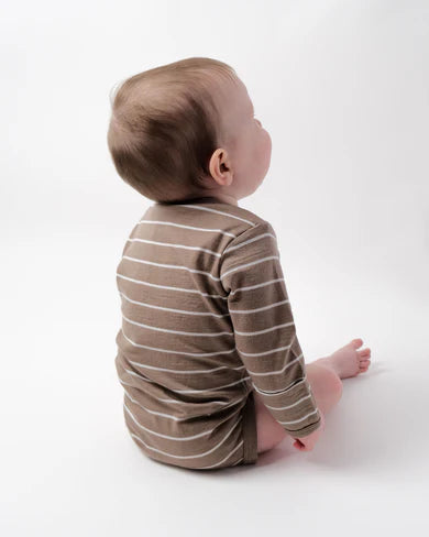 Babu Merino - L/S Bodysuit - Walnut Stripe
