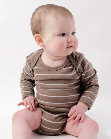 Babu Merino - L/S Bodysuit - Walnut Stripe