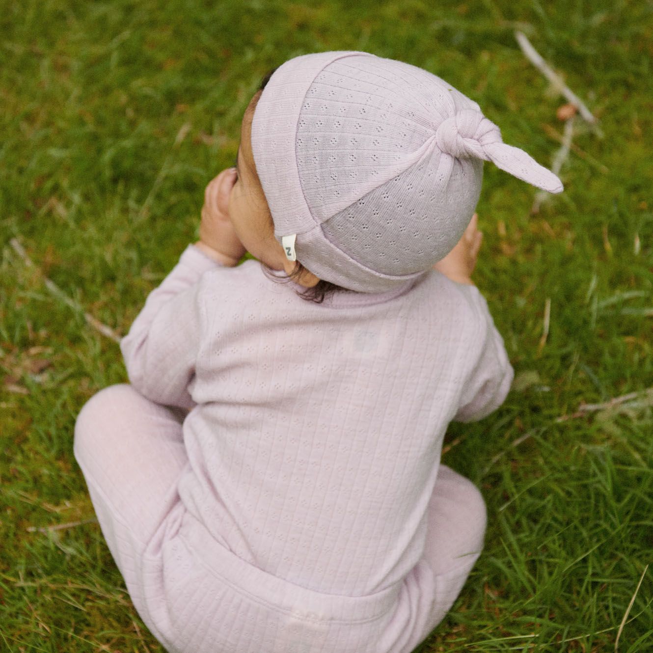 Nature Baby - Merino Knotted Beanie Pointelle - Lilac