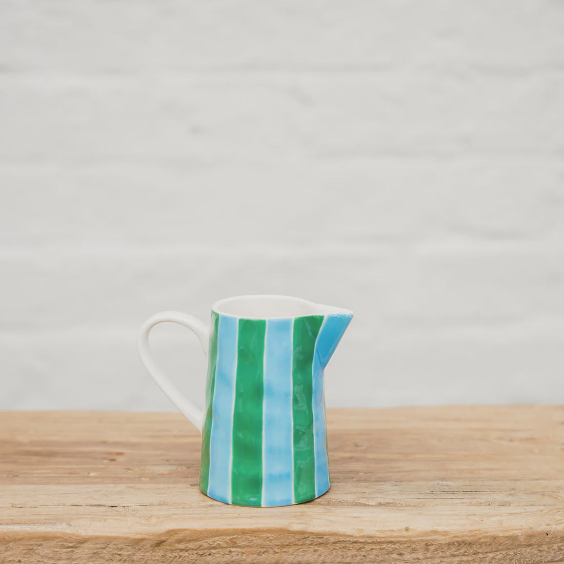 Milk Jug - Green + Cornflower Stripe