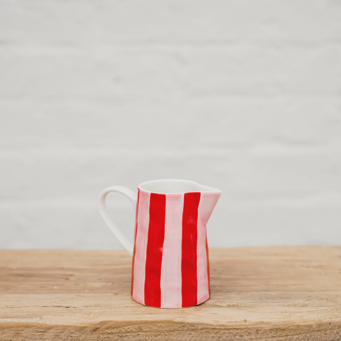 Milk Jug - Pink + Red Stripes