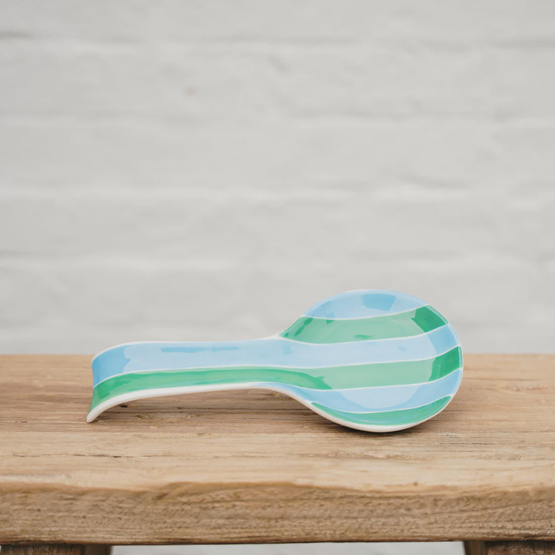 Spoon Rest - Green + Cornflower Stripe