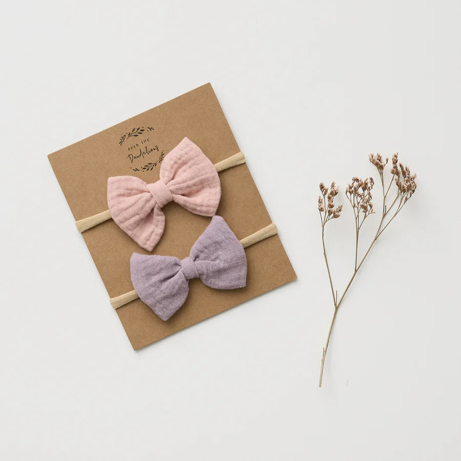 Muslin Bow Headbands 2pk