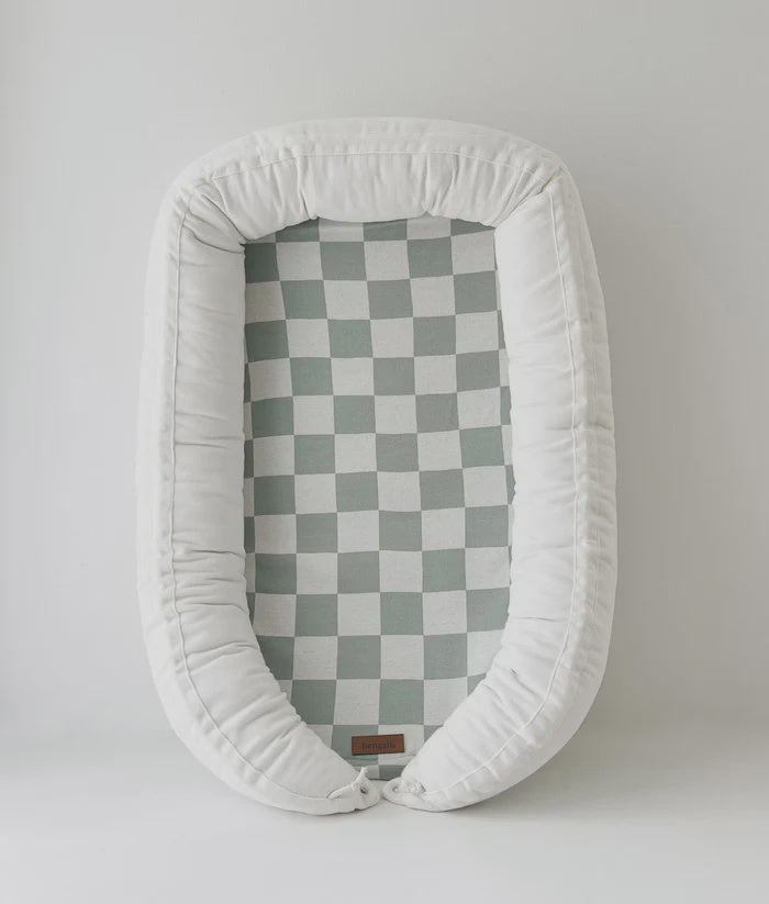 Portable Baby Lounger - Sage Gingham