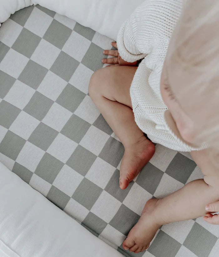 Portable Baby Lounger - Sage Gingham