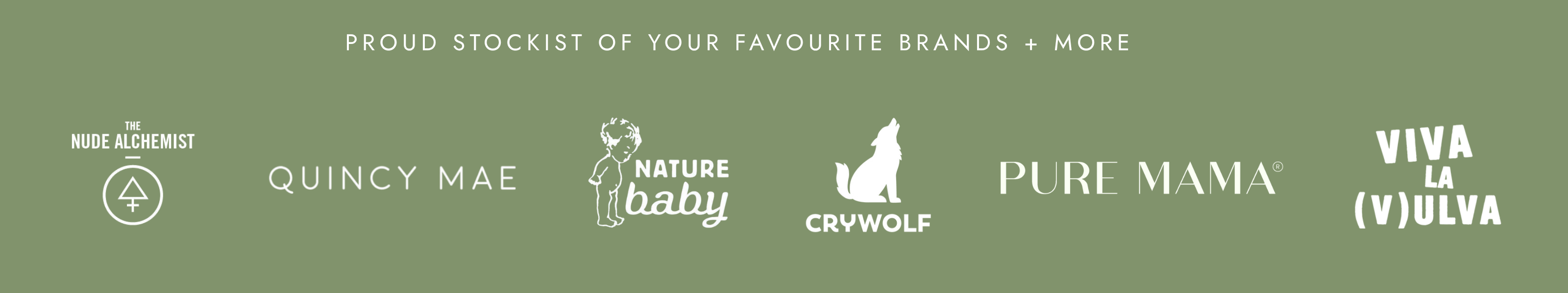 Website Banner Desktop- Narrativ. is a proud stockist of brands such as Nature Baby, Crywolf, Quincy Mae, The Nude Alchemist, Pure Mama and Viva la Vulva.