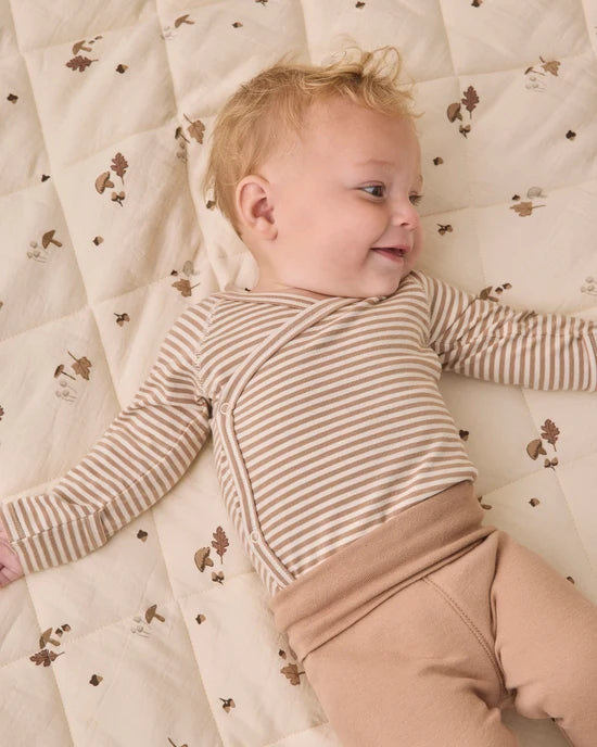 Quincy Mae - Side Snap Bodysuit + Pant Set - Almond Stripe