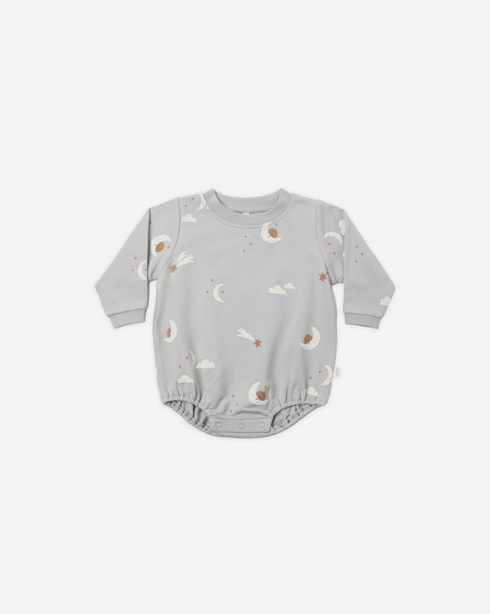 Quincy Mae - Crewneck Bubble Romper - Sky Friends