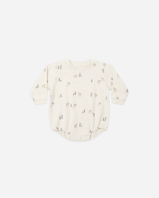 Quincy Mae - Crewneck Bubble Romper - Deer