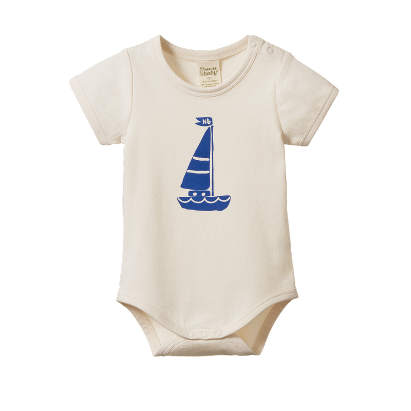 Nature Baby - S/S Stretch Bodysuit - Sail Boat