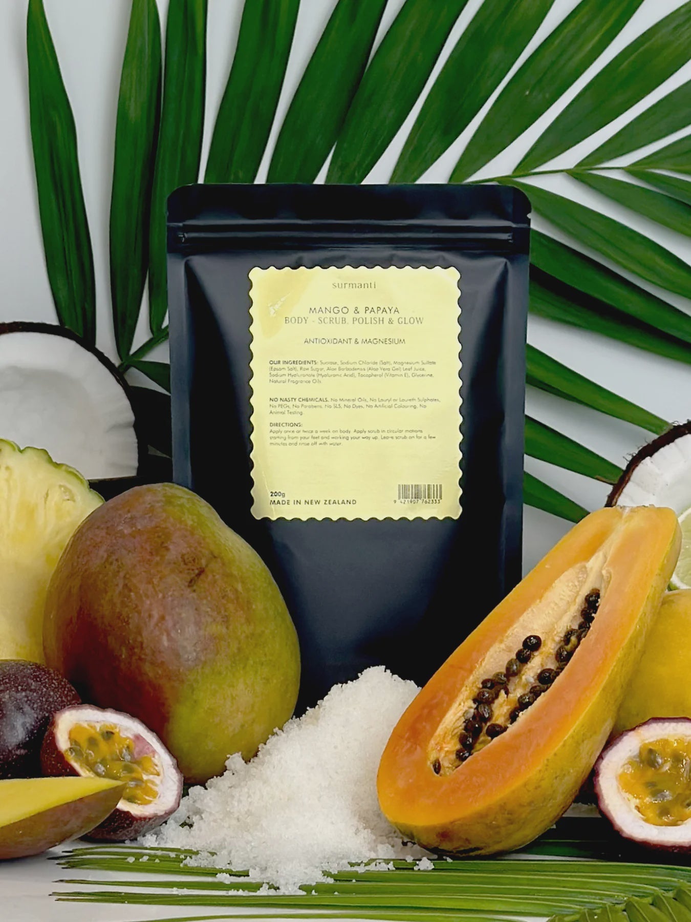 Surmanti - Body Scrub - Mango Papaya & Coconut - Scrub, Polish + Glow - 200g