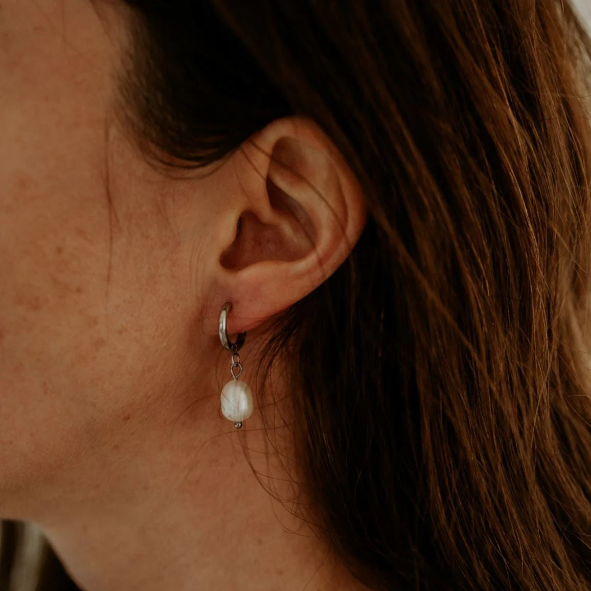 Katyb Jewellery - Earrings - Pearl Hoops