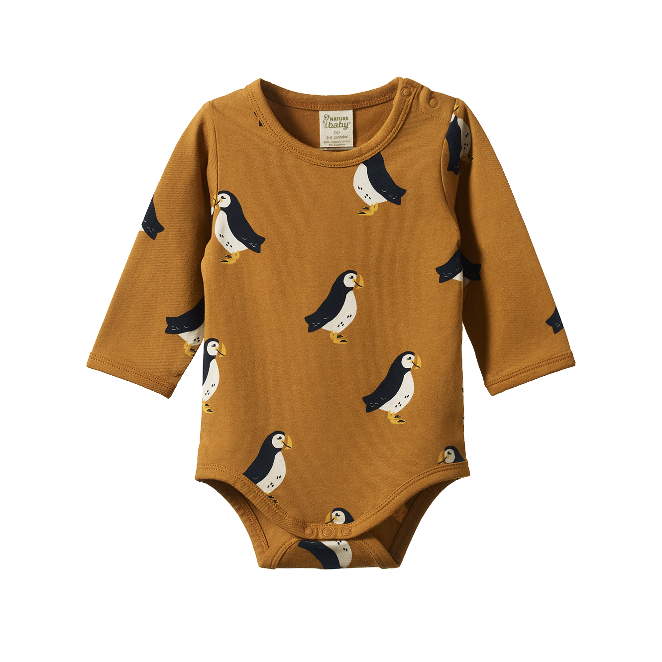 Nature Baby - Stretch Jersey L/S Bodysuit - Puffin Toffee