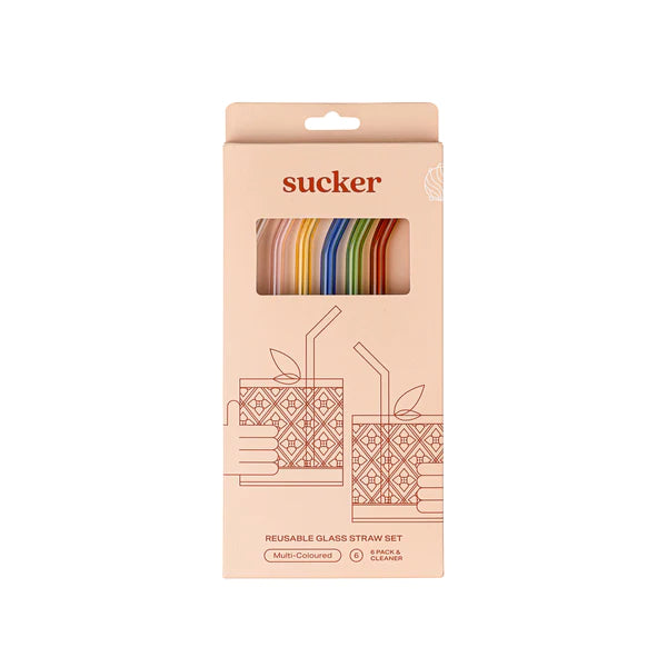 Sucker - Reusable Glass Drinking Straws - Multicoloured