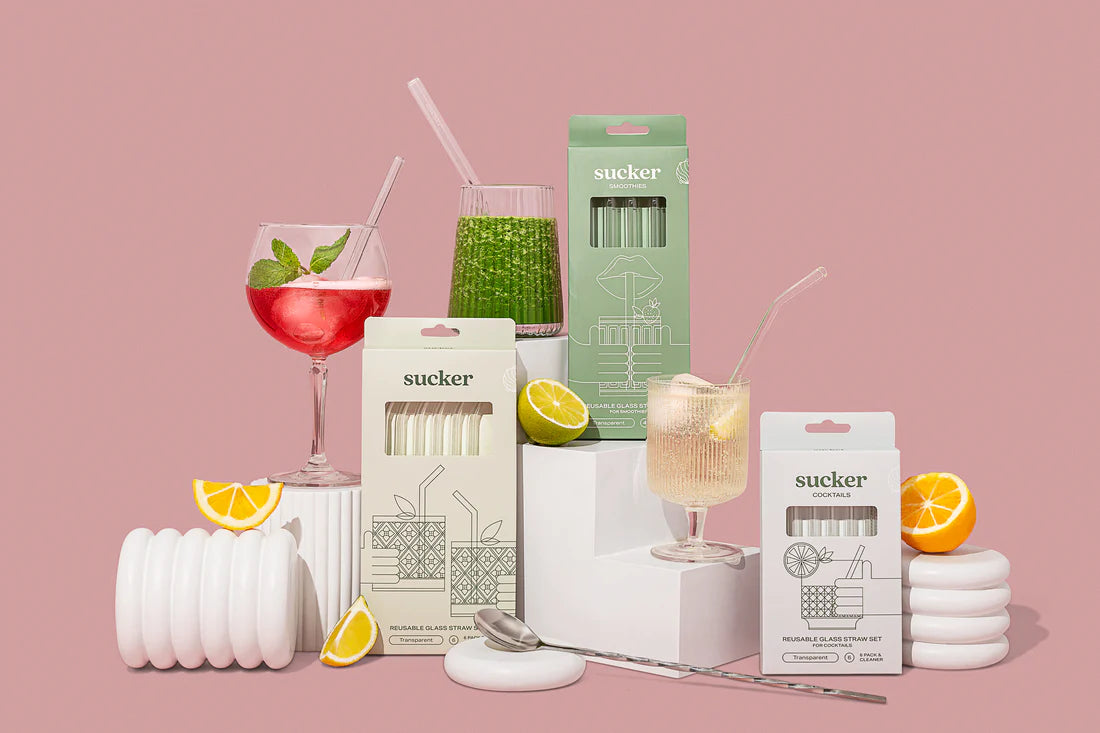 Sucker - Reusable Glass Cocktail Straws - Transparent