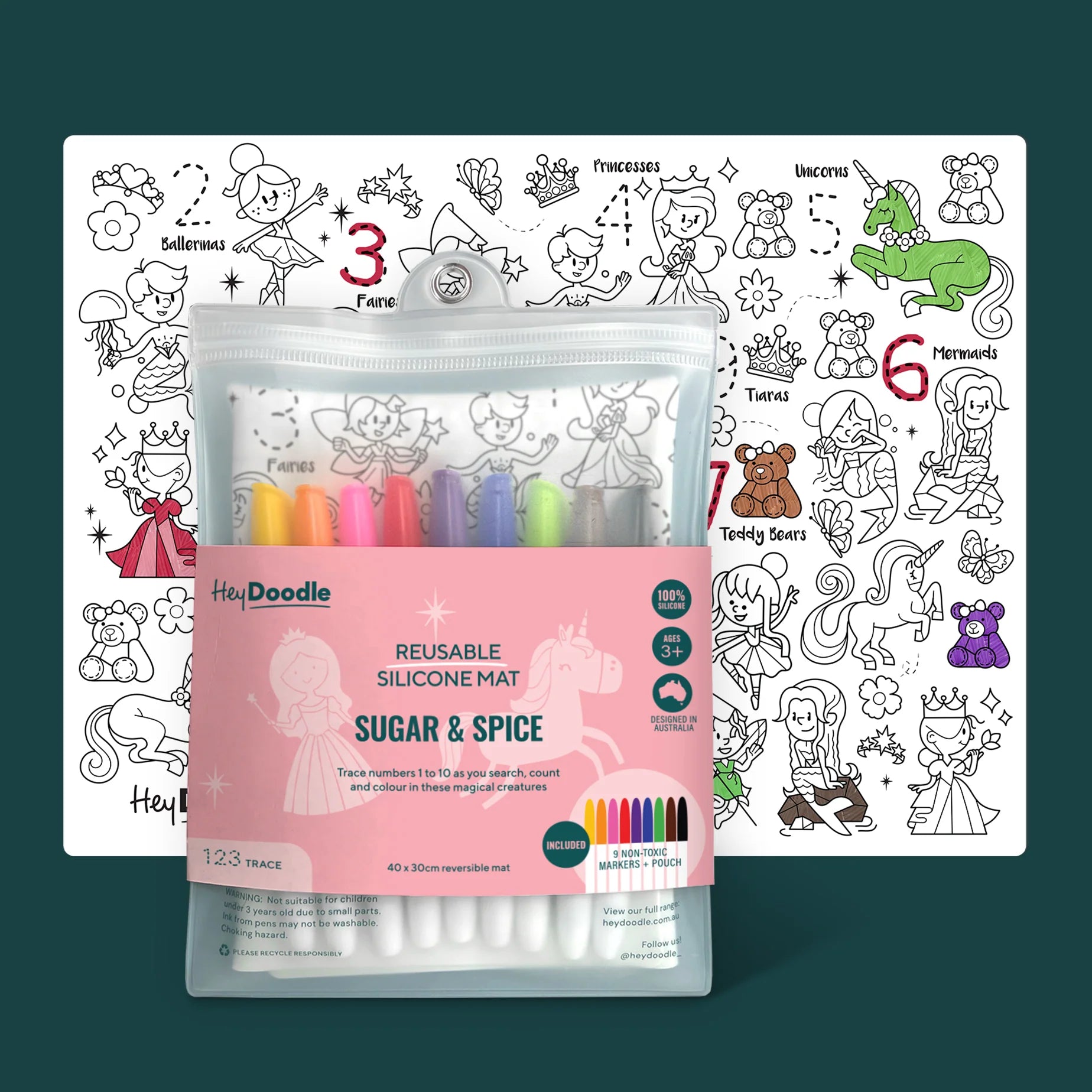 Hey Doodle - Reusable Silicone Colouring Mat - Large