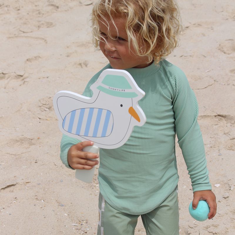 Sunnylife - Kids Velcro Beach Bats - Sammy the Seagull Blue Stripe